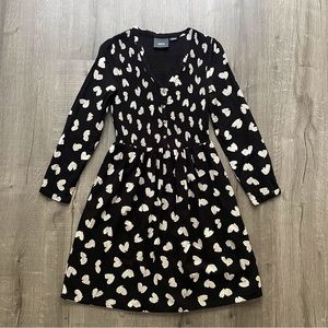 Maeve Anthropologie Hearts Dress Black and White